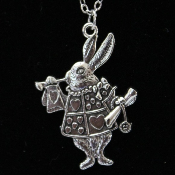 New Fashion Silver Tone Alice in Wonderland White Rabbit Necklace N42 - Picture 4 of 4